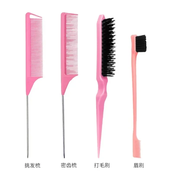 3pcs Double-Sided Edge Control Brush Barbershop Hairdressing Comb Set Hairline Brush and Rat Tail Comb Professional New