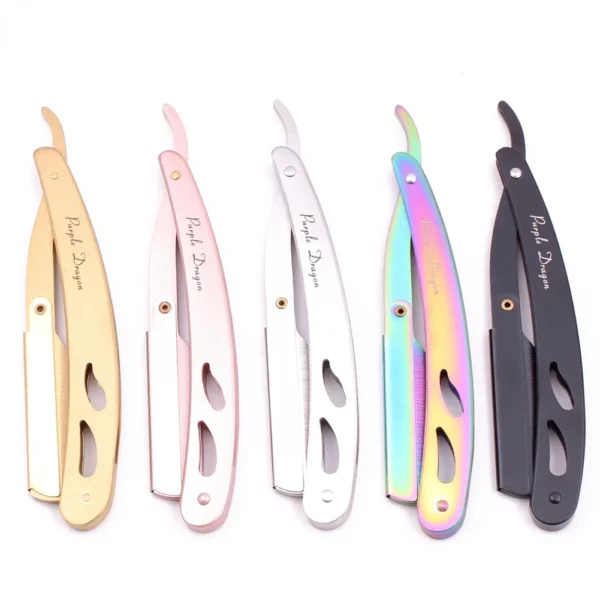 5 color Barber Manual Shaving Razor Men Folding Beard Cutter Barber Replaceable Blades Shavette Trimming Barbershop Tool