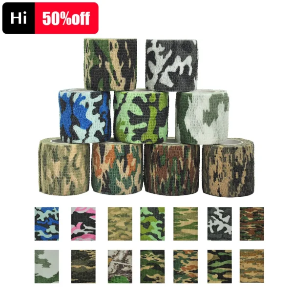 Elastic Wrap Tape Army Adhesive Outdoor Hunting Camouflage Stealth Tape Waterproof Wrap Durable Self Adhesive Elastic Bandage