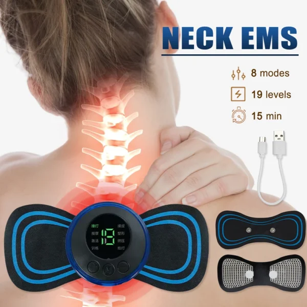 Electric Neck Massager Mini Cervical Back Muscle massage Patch Stimulator Massageador Mat Portable Gel Pad Stickers Slim