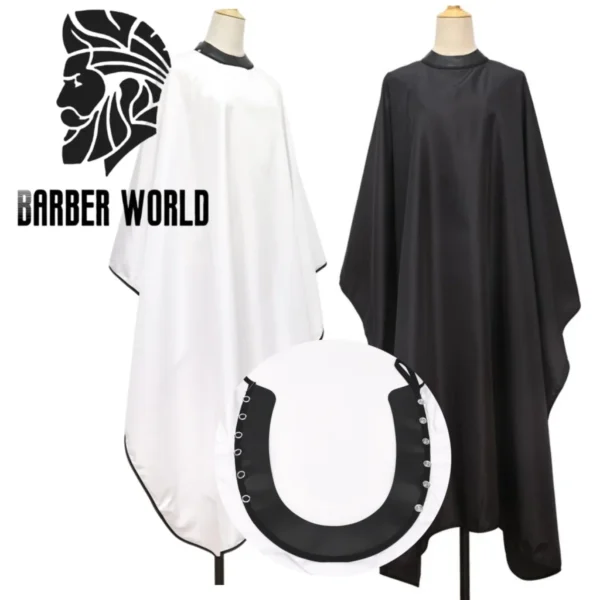 Hairdressing Coat Silicone Neckline Waterproof Hairdress Gown Buckle Haircut Cloth Barbershop Black Cape