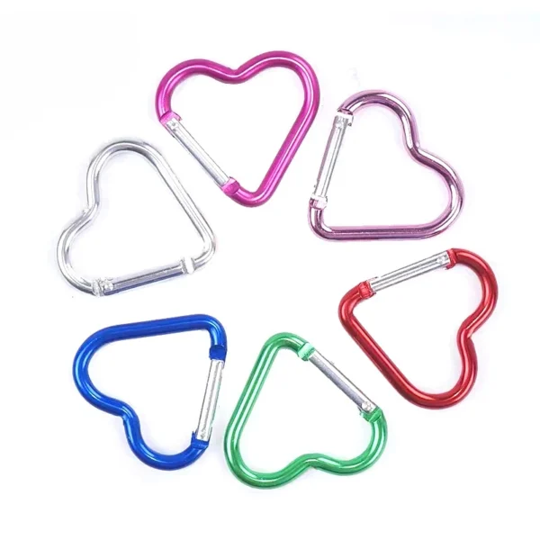 Heart-shaped Aluminum Carabiner Key Chain Clip Outdoor Keyring Hook Water Bottle Hanging Buckle Travel Kit Accessories