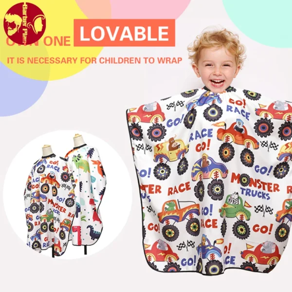 Professional Kids Hairdressing Apron Hair Salon Hairdresser Waterproof Cartoon Hair Cutting Gown Barbershop Styling Accessories