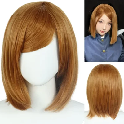 Synthetic-Medium-Length-Bob-Wig-Brown-Straight-Nobara-KugiSaki-Cosplay-for-Halloween-Natural-COS-Anime-Cosplay-2