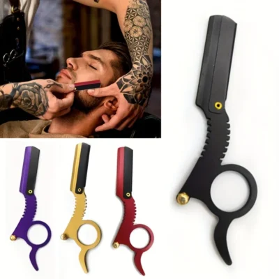 Thumb-Stainless-Steel-Old-Fashioned-Razor-Eyebrow-Hair-Shaving-Tool-Face-Cleaning-Scissors-Holder-Without-Blade-2