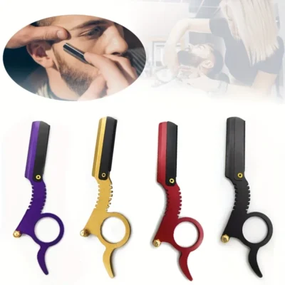 Thumb-Stainless-Steel-Old-Fashioned-Razor-Eyebrow-Hair-Shaving-Tool-Face-Cleaning-Scissors-Holder-Without-Blade-3