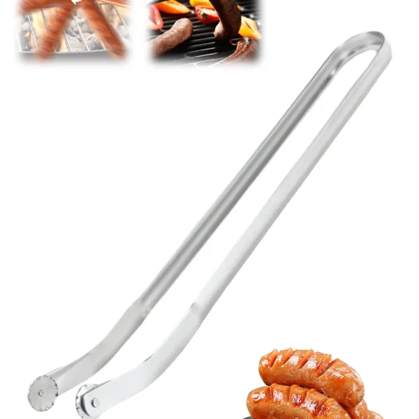 BBQ Sausage Turning Tongs High Temperature Resistance Metal Barbecue Hot Dog Flipping Clip Tools Multipurpose Cooking