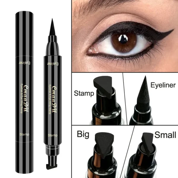 2 In 1 Liquid Waterproof Eyeliner Stamp Pen Marker Long Lasting Double-ended Cosmetic Makeup Eye Liner