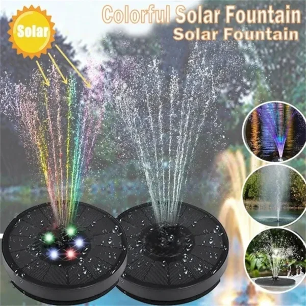 Garden Solar Powered Fountain Pump Energy-saving Plants Watering Kit Colorful Panel Bird Bath Outdoor Garden Pool