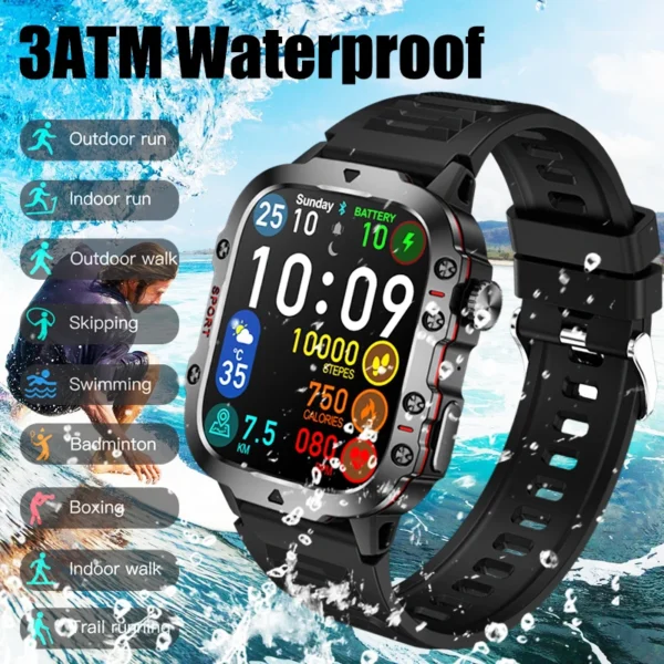 Rugged Military GPS Smart Watch Men AMOLED HD Screen Heart Rate Bluetooth Call Waterproof Outdoor Smart Watch For Xiaomi