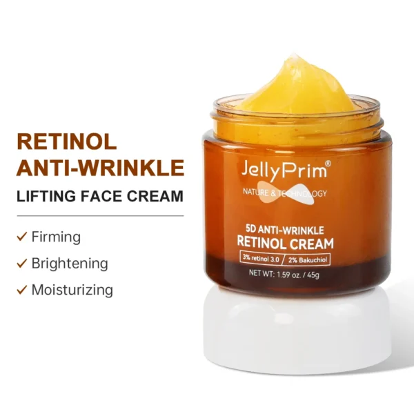 Wrinkle Retinol Face Cream Vitamin E Fine Lines Removal Hyaluronic Acid Moisturizing Lifting Aging Facial Cream Skin Care Beauty